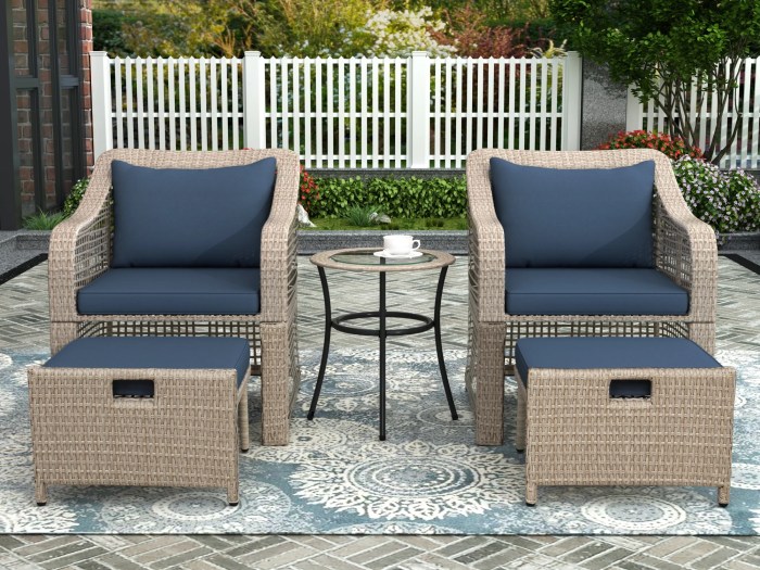 Patio sets wicker rattan balcony ottoman porch cushioned ottomans pe source